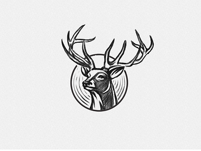 Stag Alternate (Sketch) antlers buck deer horns logo deer mark red tail deer redtail royal animal stag white stag