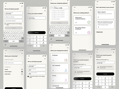 Onboarding flow Mobile UI app ui clean clean ui crypto currency invest app investment app minimal minimal apps mobile app mobile app design mobile app design ui mobile design money ui