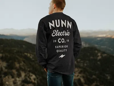 Nunn Electric Co. Shirt bolt brand branding electric lightning nunn quality script type typography vintage