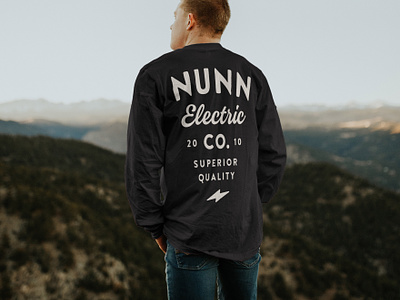 Nunn Electric Co. Shirt bolt brand branding electric lightning nunn quality script type typography vintage