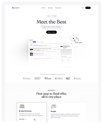 RecruitU clean design framer website minimal modern startup ui website design