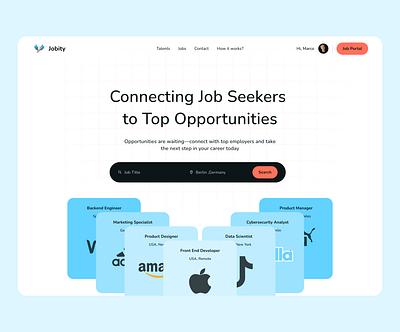 Jobity - Hiring Platform branding clean dark mode design hero hire job logo search ui ux
