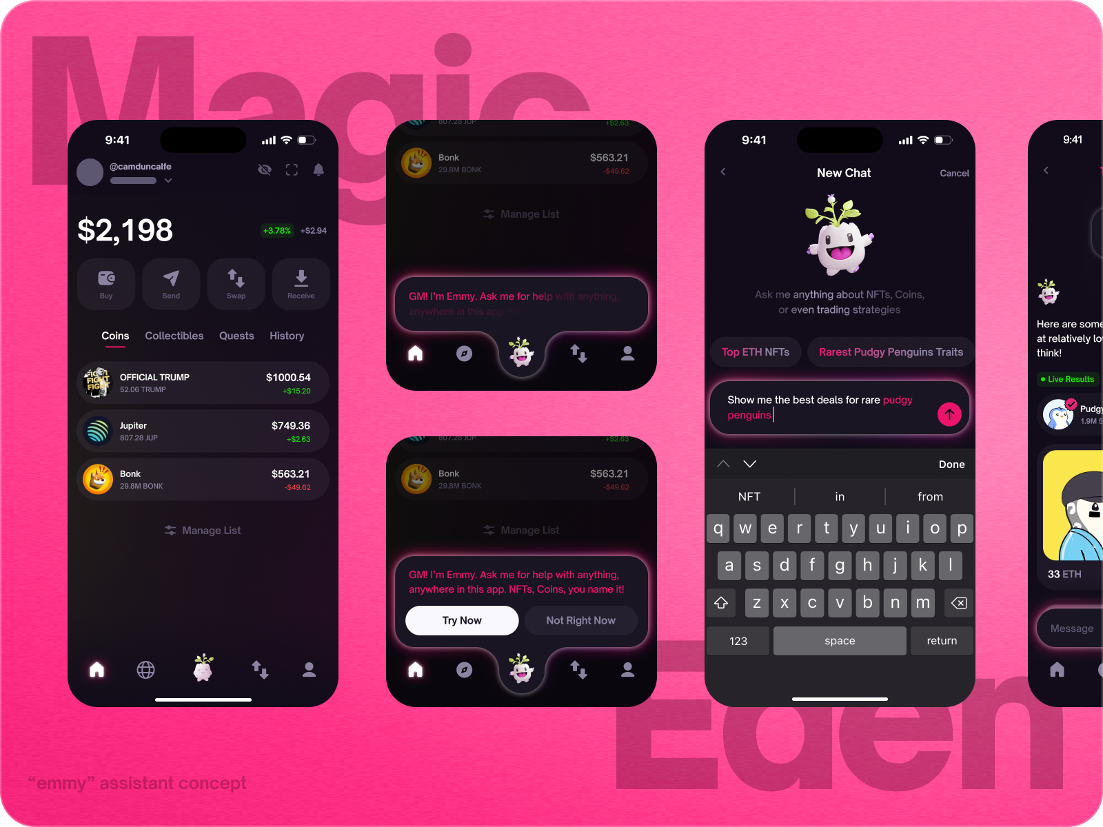 Magic Eden "Emmy Assistant" concept ai product design ui ux