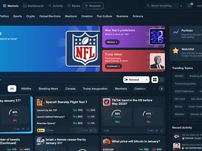 PolyMarket UI Design polymarket product design ui web3