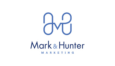 Mark & Hunter Marketing Logo abstract blue logo branding clean hm monogram illustration logo logo design marketing marketing logo mh monogram monoline monoline logo vector