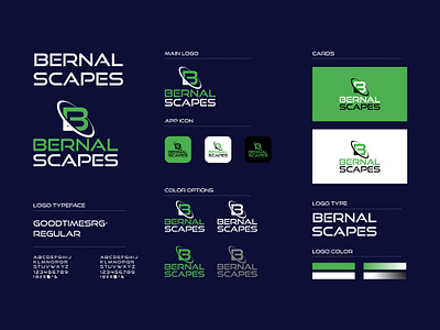 Logo & Brand identity design for BERNAL SCAPES 3d logo brand guide brand logo branding business logo color guide company logo corporate logo design flat logo graphic design icon design logo logo design logo icon stationery design tshirt design typography visual identity