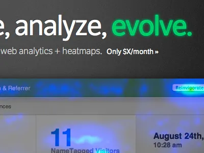 Reinvigorate homepage headline analytics css3 glow reinvigorate text typekit typography web