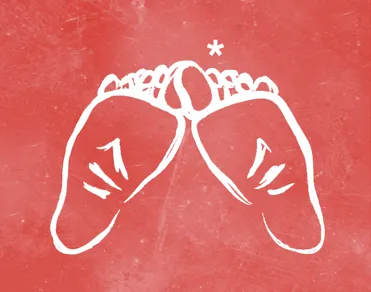 I cross my toes when I sleep. asterisk feet illustration red toes white