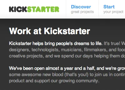 Work at Kickstarter baruta green grey helvetica kickstarter