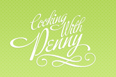 Cooking With Penny green logo logotype texture typography white