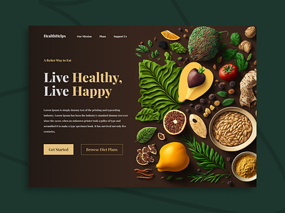 HealthHelps Landing Page color concept design diet flat design food health illustration landing page modern typography ui wellness
