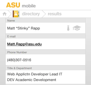Mobile Directory iphone mobile ui