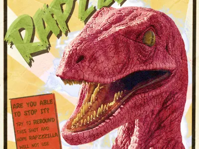 Rapzzzilla!!! godzilla movie poster raptor