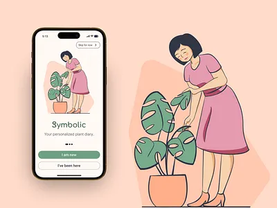 Plant Diary - Walkthrough clean color concept dailyui human illustration ios minimal minimalist mobile mobile app modern onboarding plant signup ui uiux ux uxui walkthrough