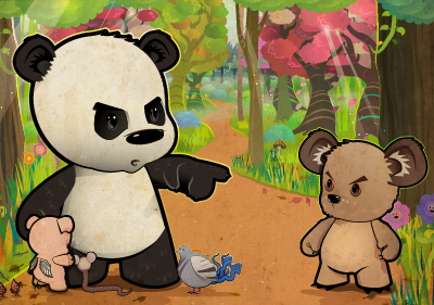 Pandaddy tells off Koalobe cs5 illustrator pigloo vector