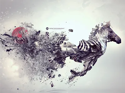 Zebra 2010 aharmon deconstruct desktopography explosion photo manipulation zebra