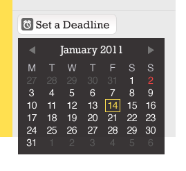 Set a Deadline calendar grey ui yellow