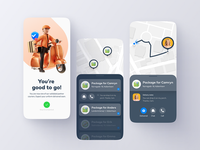 Delivery app onboarding process 3d app delivery mobile onboarding scooter signup uix