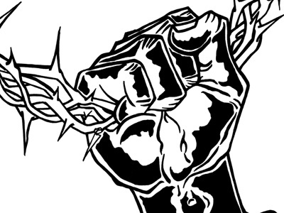 Crown black drawing hand outline sketch thorns white