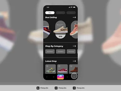 Navigation Interaction Design animation app design bottom navigation interaction design motion navigation sneaker theayubs ui uiux