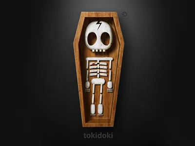 tokidoki 3d bones coffin dark funny logo sarcasm tokidoki toy volume wood