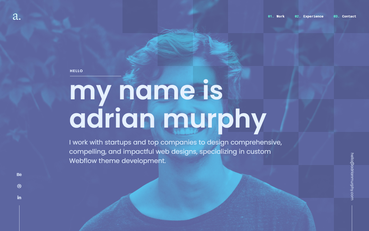 FREE Webflow Template | Adrian Murphy | Clone Today design freebies one page website portfolio resume template template ui ui animation web design webdev webflow webflow animations webflow template website builder website concept website template