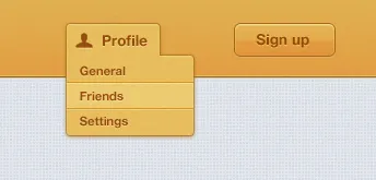 New Project button color glyph nav profile settings sign up texture web yellow