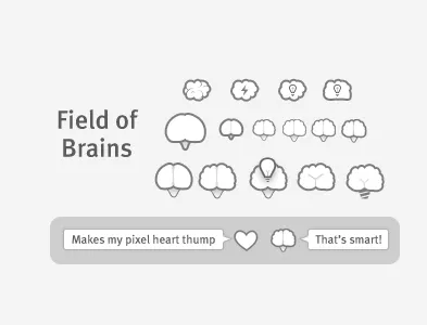 Field of Brains brain heart icons love smart