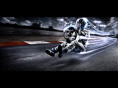 driver alex alexander wende alexwende art art direction asphalt curbs direction driving effects flying fx helmet lane light manipulation moon photoshop sky spark speed street wende