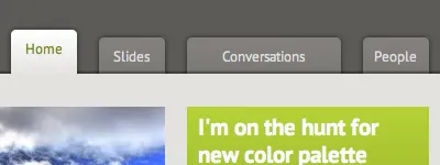 Secret project menu conversations green grey menu people slides