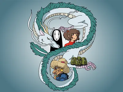 Spirited Away chihiro concept art design drawing ghost graphic design haku illustration illustrator spirited away