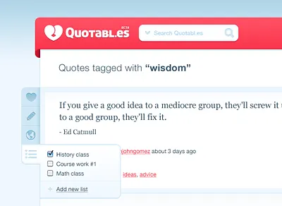Wisdom blue pink quotables ui ux