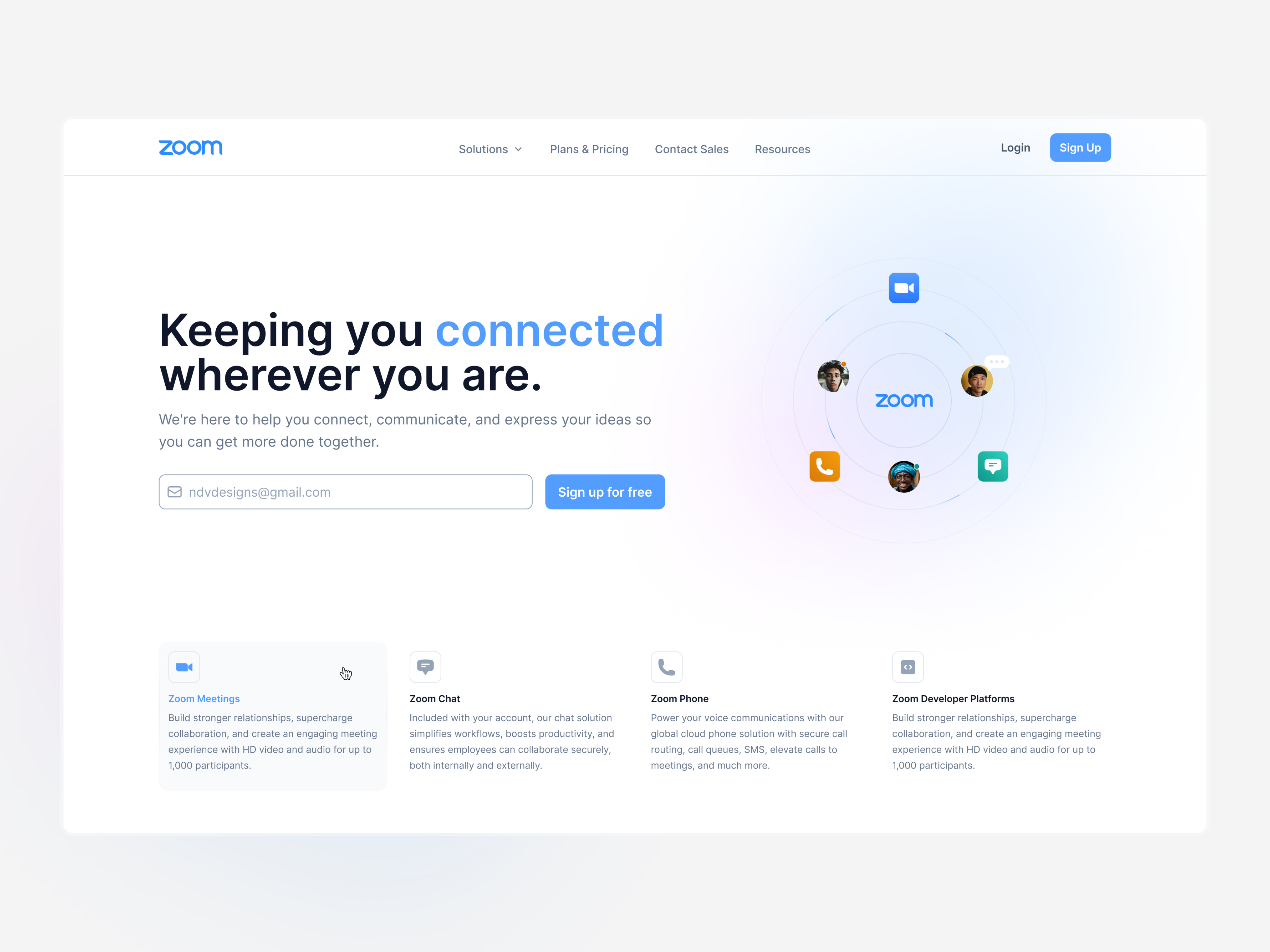 🔵 Zoom landing redesign app branding design illustration modern ui ux visual design zoom