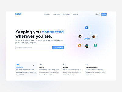 🔵 Zoom landing redesign app branding design illustration modern ui ux visual design zoom