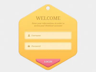 Fancy Login application hotel login modern red ui user interface yellow