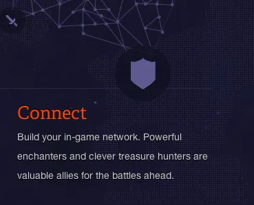 Connect dark landing orange purple typography