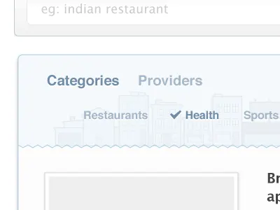 Category & Providers Selection aggregator blue categories category deals grey providers
