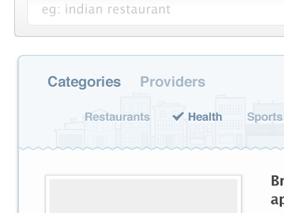 Category & Providers Selection aggregator blue categories category deals grey providers