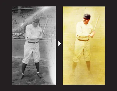 Babe Ruth baseball photoshop retouching retro textures vintage yankees