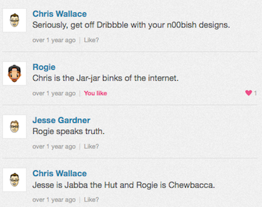 Great Dribbble Conversations conversation smack talk star wars