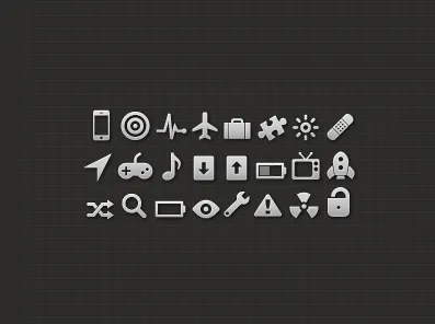 Icons v2 black grey icons iphone joystick lock photoshop rocket shuffle ui
