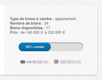 Percentage in progress blue box grey progress bar sell white wordpress