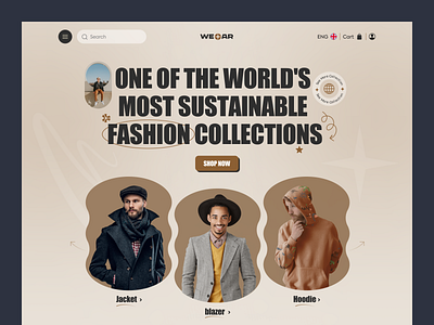 WEAR-Fashion Brand Ecommerce Website Design clean clothing design e commerce ecommerce elegant fashion interface landing page landingpage layout minimal outfit style trending2023 ui uiux wear web design website