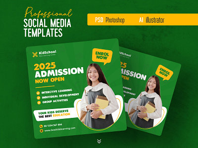 School Admission Social Media Post Template social media