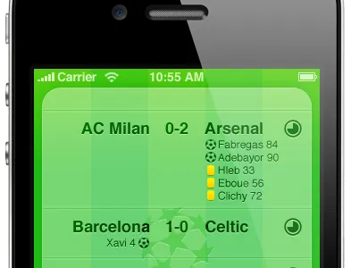 Football Scores app iphone