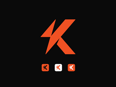 Lettermark K + Electric Symbol bold branding charging electric electrical company icon letter k lettermark k lightning bolt logo design logomark modern monogram power simple symbol thunder