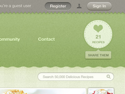 yemekator food (final header) food green gui header landing pakistan profile recipe ribbon texture user vintage