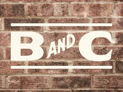 B & C and b c hand letters painted sign