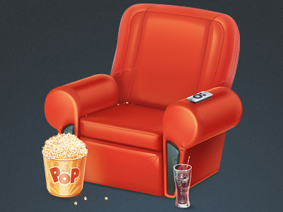 Sofa apple tv cola icon movie popcorn remote sofa