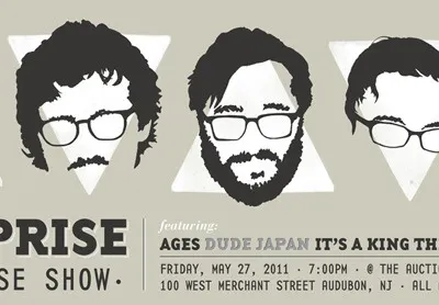 By Surprise Record Release Show Prints basemono basenine basetwelve beard bodoni by surprise charcoal glasses poster print tan topshelf records type wacom white